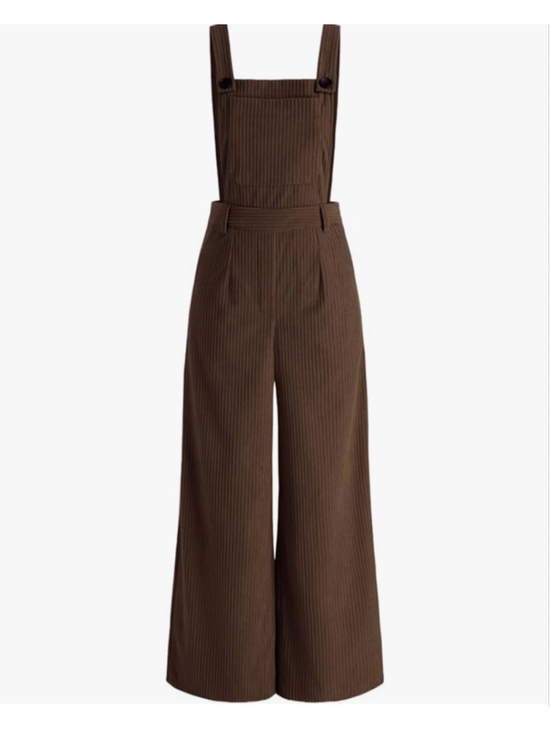 Cider Pants - CIDER Brown Corduroy Overalls Women Wide Leg Jumpsuits Adjustable Straps XL
